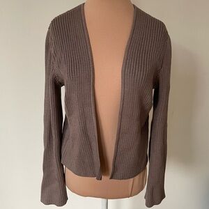 St. John Wool Rayon Knit Light Brown Open Front Cardigan Sweater EUC Size XS